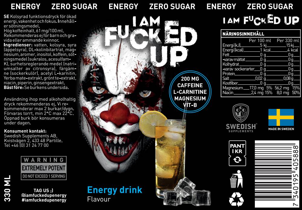 Είμαι F#CKED UP JOKER | Energy Drink ~ Zero Sugar - 330 ml