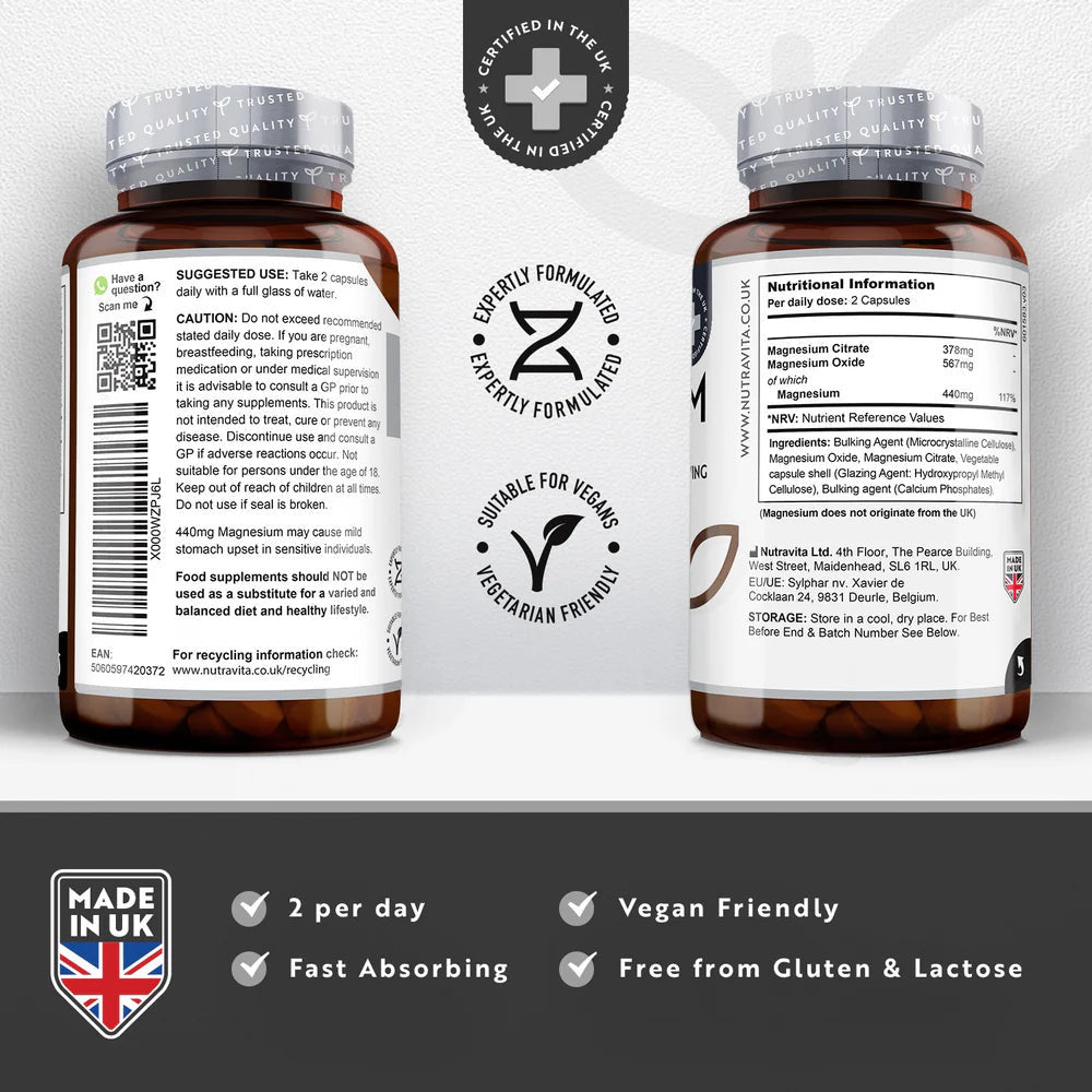 Μαγνήσιο 220 mg (δύο συστατικά) - 180 κάψουλες