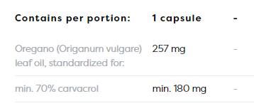 Oregano Oil 257 mg | 70% Carvacrol - 60 κάψουλες