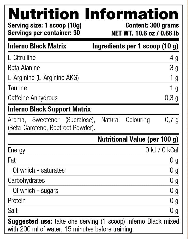 Inferno Black/Pre -Workout - 300 γραμμάρια