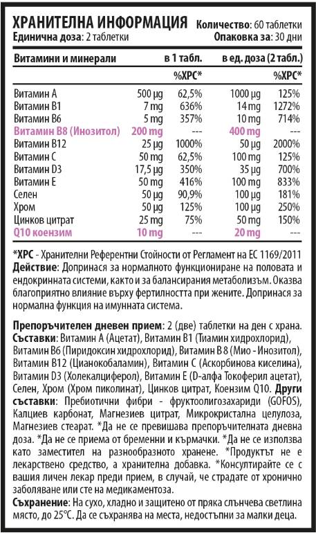 Inovit 365 | Πολυβιταμίνες και μέταλλα για γυναίκες με συνένζυμο Q10 - 60 δισκία