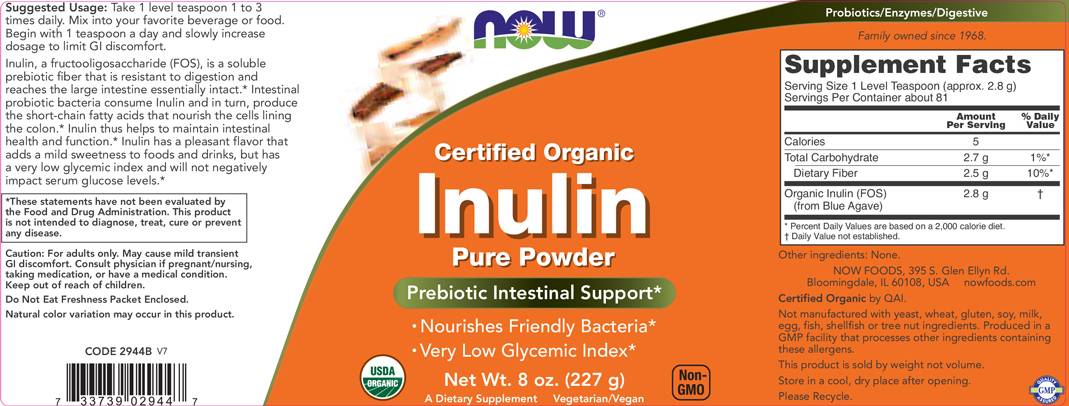 Inulin Powder Pure FOS - 227 γραμμάρια