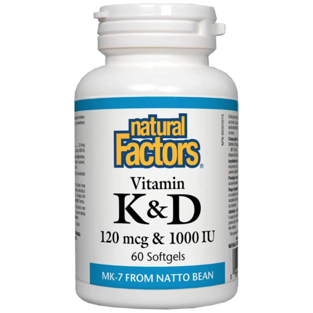 Βιταμίνη Κ 120 MCG & Βιταμίνη D 1000 IU - 60 κάψουλες πηκτής