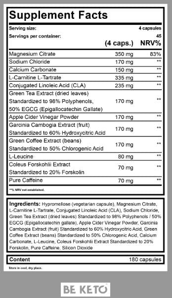 Keto Burn + Caffeine - 180 κάψουλες