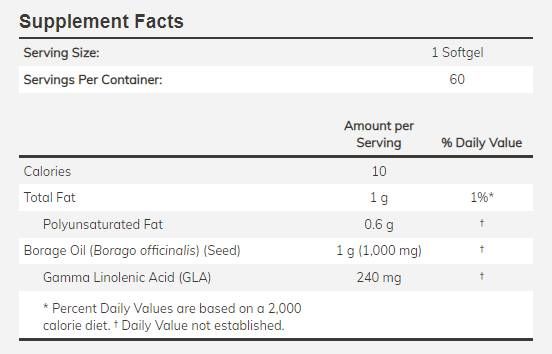 Λάδι Borage 1000 mg - 60 κάψουλες πηκτής