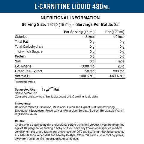 L -Carnitine Liquid 3000 με πράσινο τσάι - 480 ml