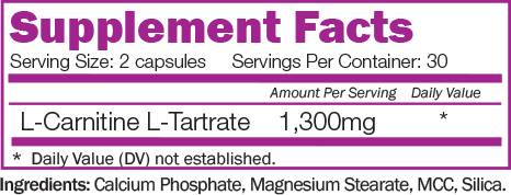 L-Carnitine Tartrate 1300 mg - 60 κάψουλες