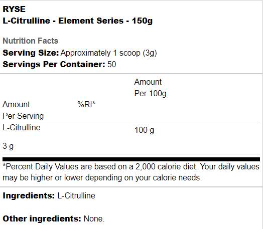 L-Citrulline | Σειρά στοιχείων - 150 γραμμάρια