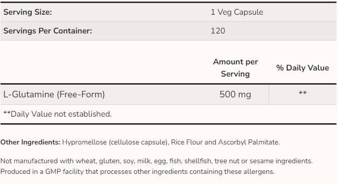 L -γλουταμίνη 500 mg - 120 κάψουλες