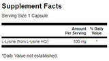 L-Lysine 500 mg - 100 κάψουλες