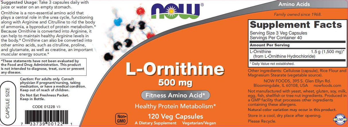 L-Ornithine 500 mg - 60 κάψουλες
