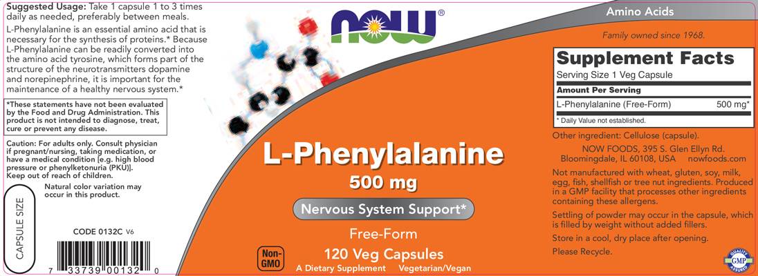 L -φαινυλαλανίνη 500 mg - 120 κάψουλες
