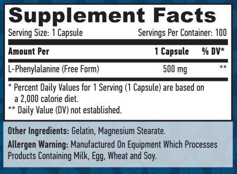 L-φαινυλαλανίνη 500mg/100 καπάκια