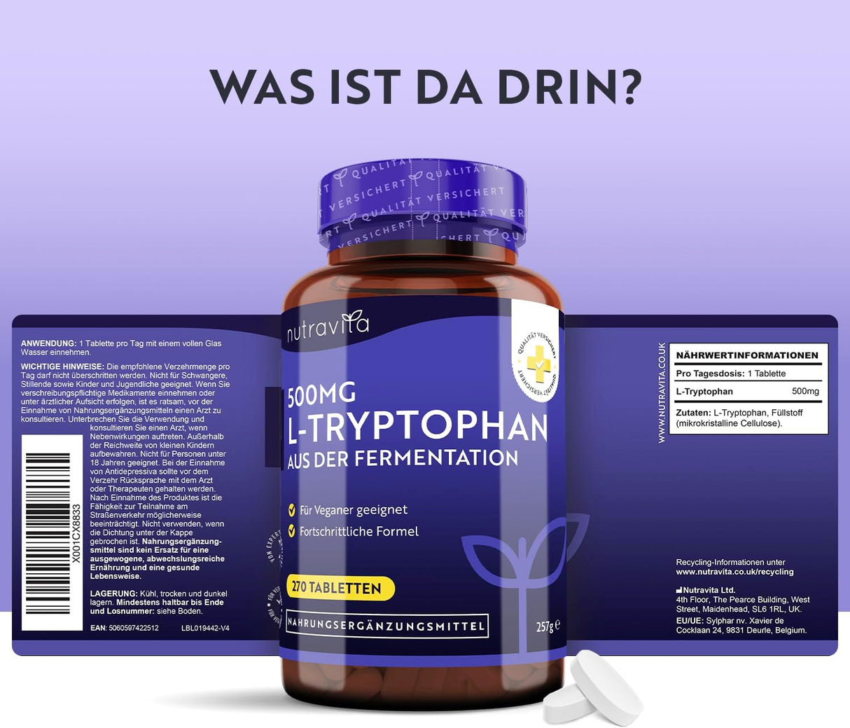L-Tryptophan 500 mg 270 δισκία