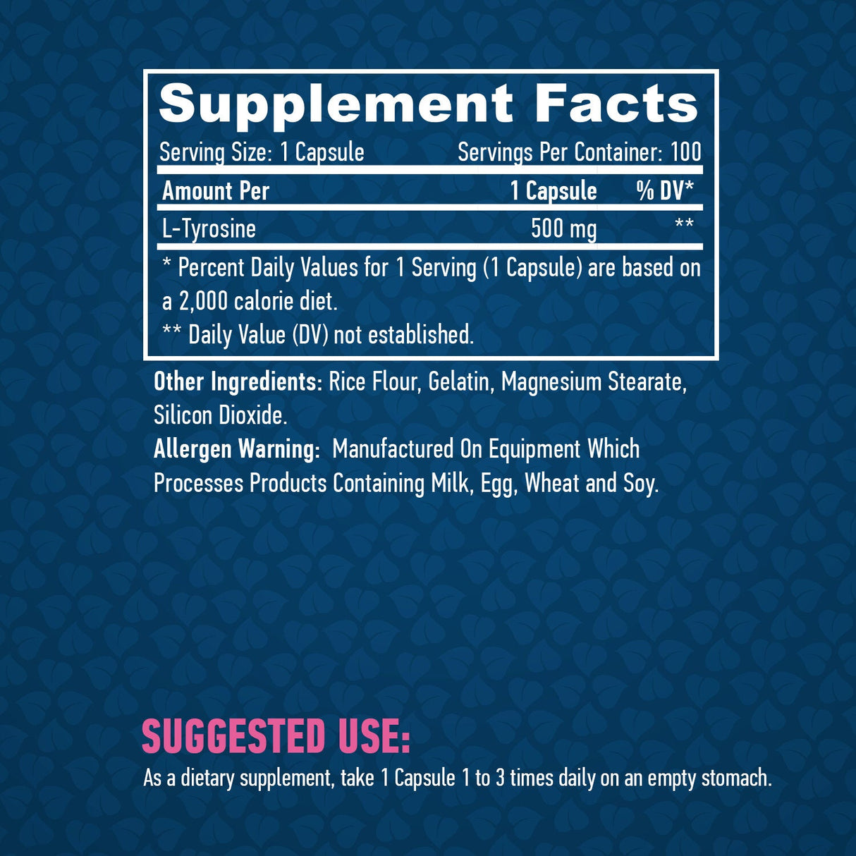 L-τυροσίνη 500mg./100 καπάκια.
