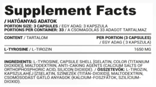 L-Tyrosine Caps 550 mg - 90 κάψουλες