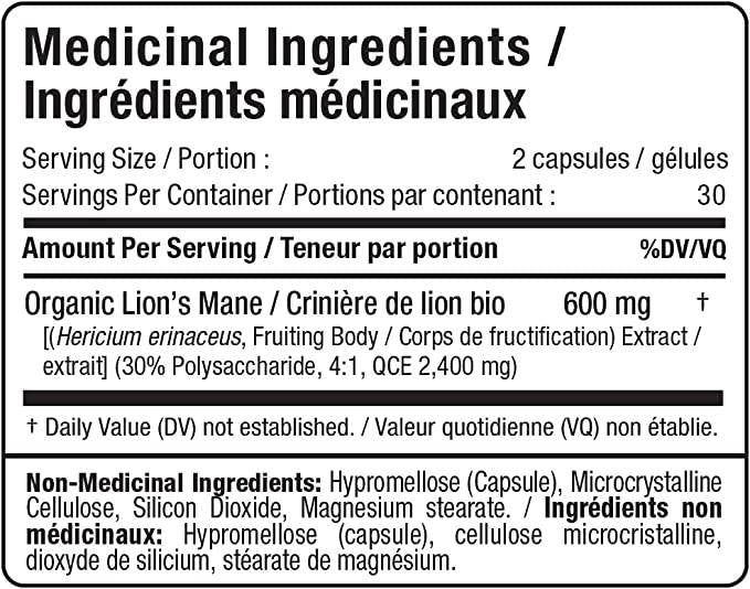 Το εκχύλισμα Mane Lion 600 mg - 60 κάψουλες