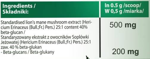 Σκόνη χαίρεσης του λιονταριού 25: 1 500 mg - 30 γραμμάρια
