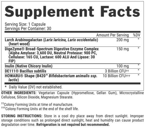 Lipo 6 Black Probiotic | Πλήρης φόρμουλα με πρεβιοτικά + πεπτικά ένζυμα - 30 κάψουλες