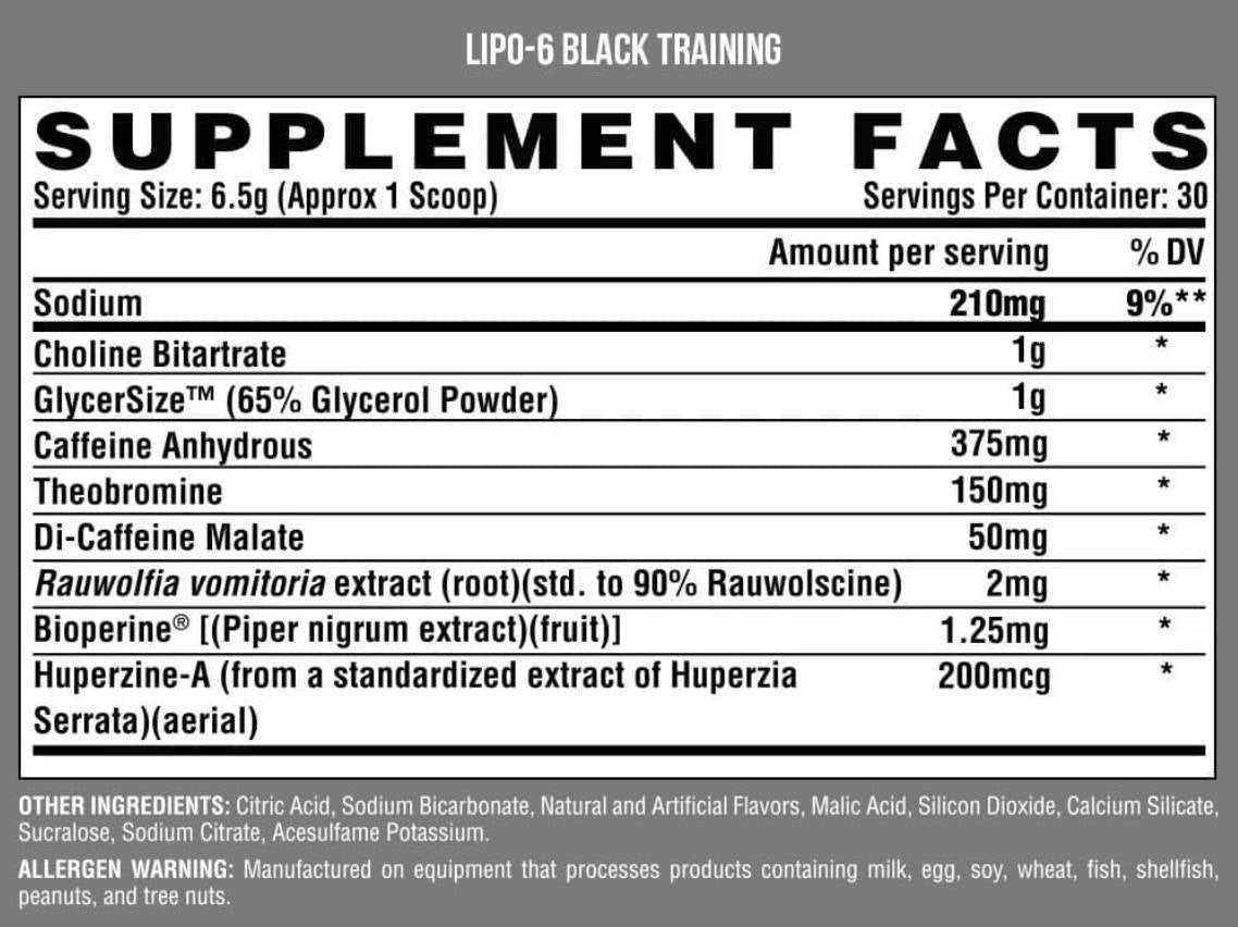 Lipo 6 Black Training/Pre -Workout - 264 γραμμάρια