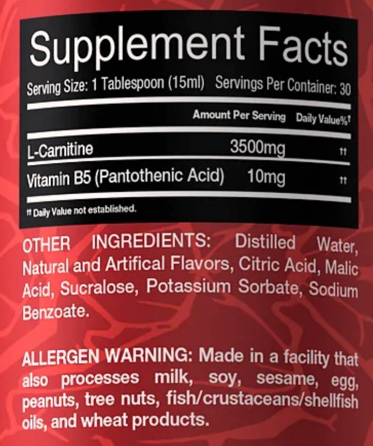 Υγρό L-καρνιτίνη 3500 mg 450 ml