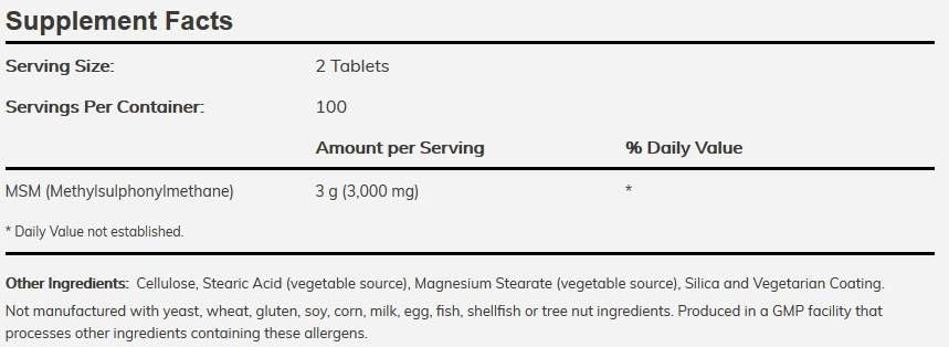 MSM 1500 mg - 200 Δισκία