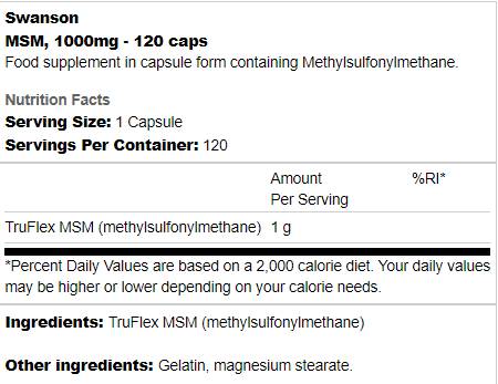 MSM 500 mg 250 κάψουλες