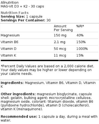 Mag-vit D3 + K2 30 κάψουλες