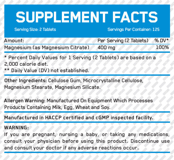 Κιτρικό μαγνήσιο 200mg/100 καρτέλες.