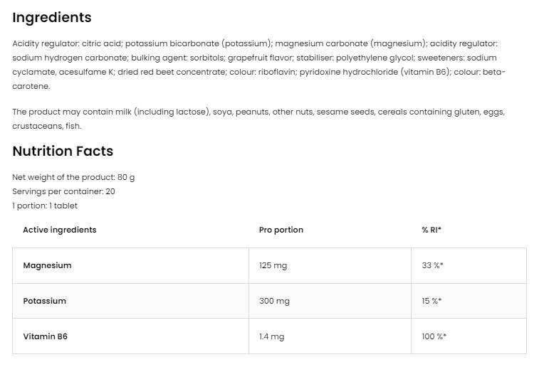 Μαγνήσιο + κάλιο + b6 | Αναβρασμό 20 διαλυτά δισκία
