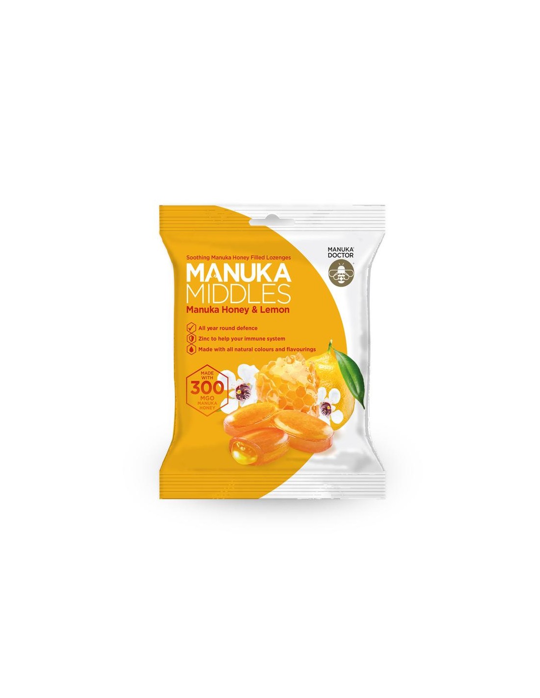 Delicious Lozenges με μέλι Manuka, ψευδάργυρο και λεμόνι - Manuka Middles Honey & Lemon Mgo 300