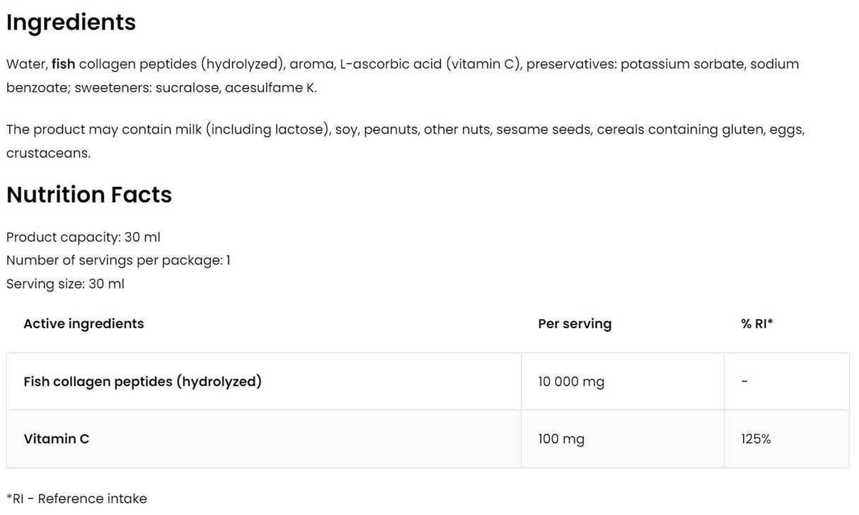 Υγρό θαλάσσιου κολλαγόνου 10.000 mg 30 ml