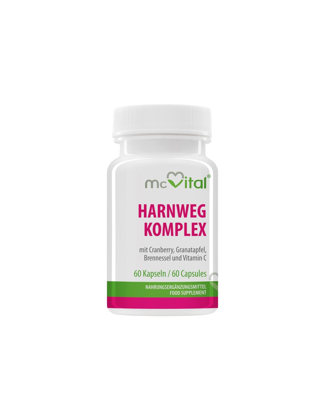 McVital® HarnWeg Komplex - Σύμπλεγμα για το ουροποιητικό σύστημα με κράνμπερι, ρόδι, τσουκνίδα και βιταμίνη C, 60 κάψουλες <tc>Vitabay</tc>