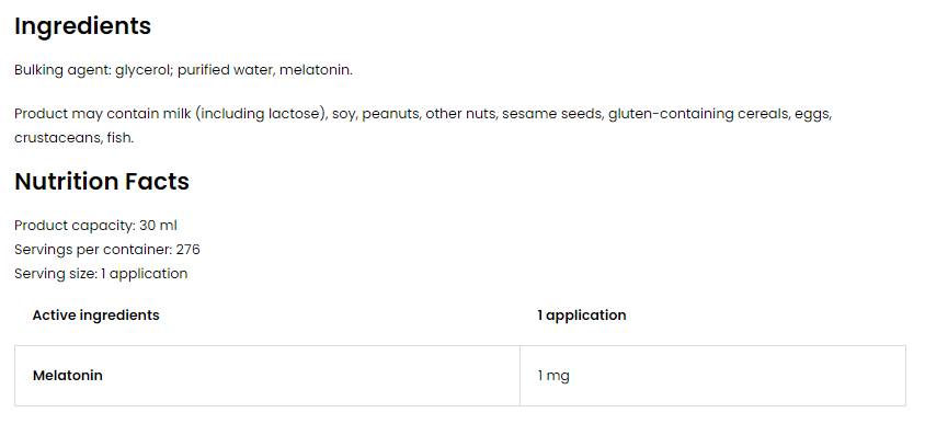 Ψεκασμό μελατονίνης 1 mg 30 ml