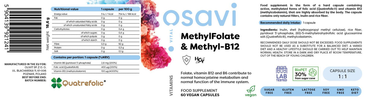 Μεθυλοφολικό & μεθυλ-Β12 | με Quatrefolic® - 60 κάψουλες