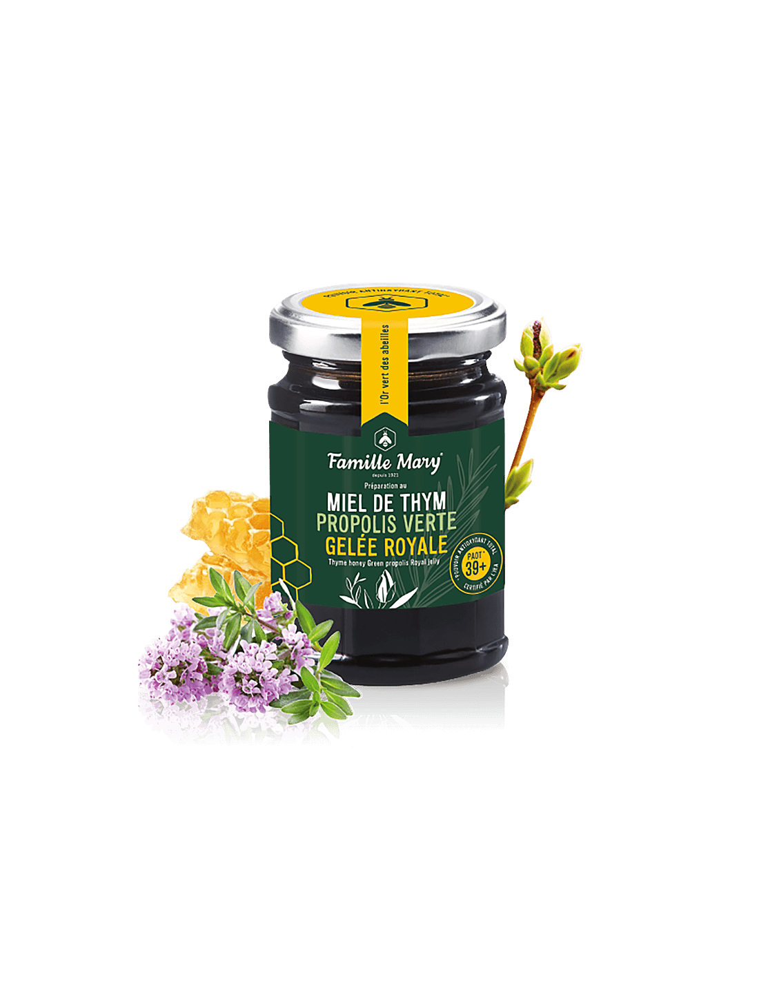 Miel de Thym, Propolis Verte, Gelee Royal /Honey από θυμάρι, πράσινη πρόπολη και βασιλικό ζελέ, 200 G Famille Mary