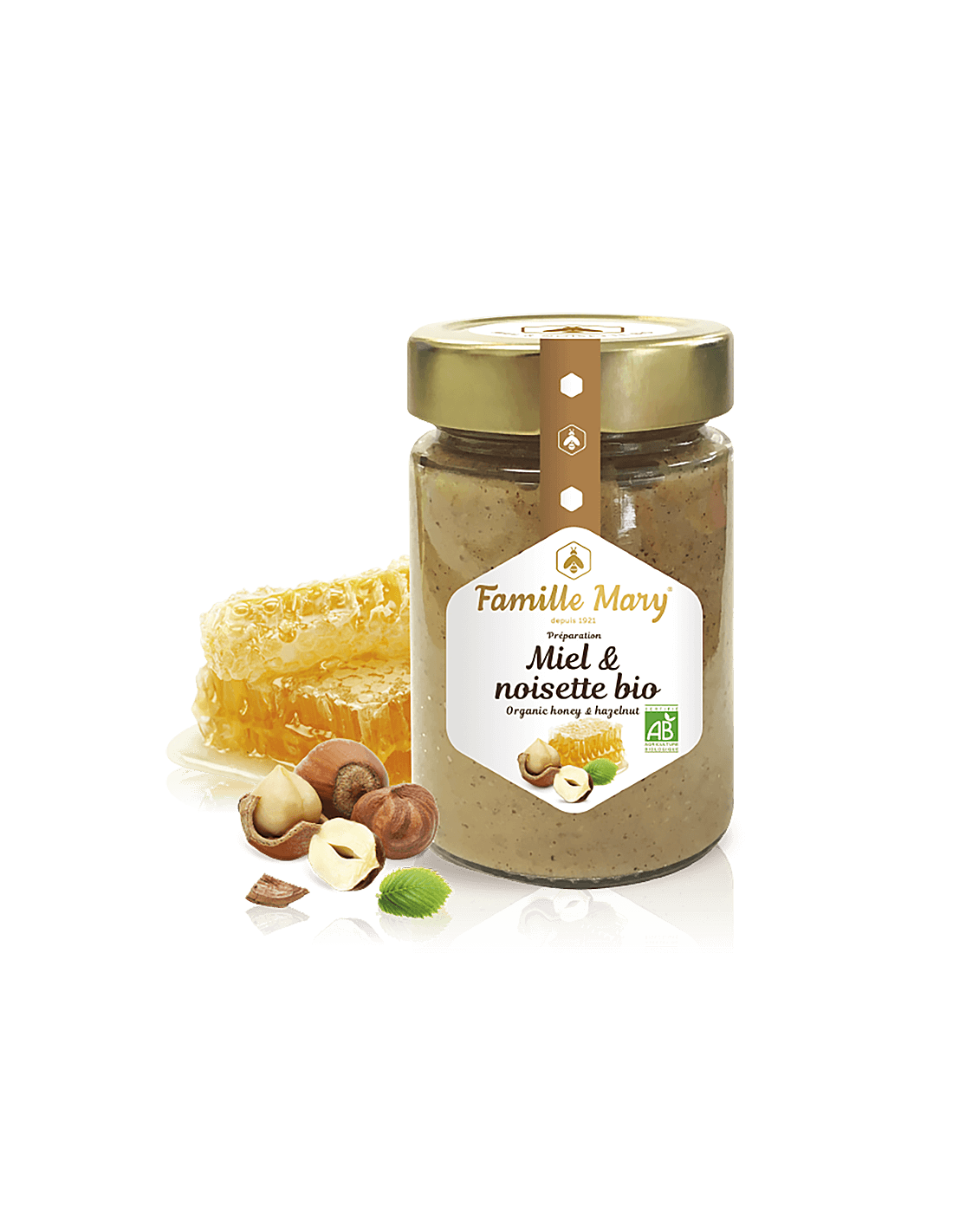 Οργανικό έγχρωμο μέλι με φουντούκια - Miele et Noisette Bio, 240 g