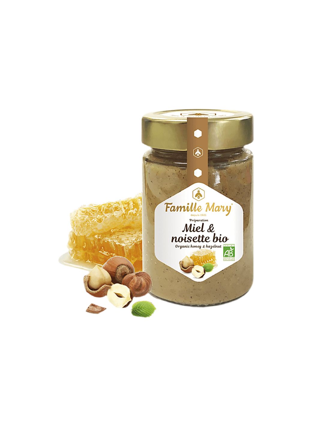 Οργανικό έγχρωμο μέλι με φουντούκια - Miele et Noisette Bio, 240 g