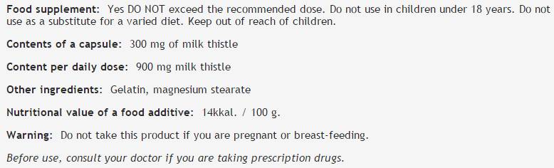 Milk Thistle 300 mg - 100 κάψουλες