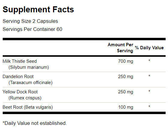 Milk Thistle Dandelion & Yellow Dock - 120 κάψουλες