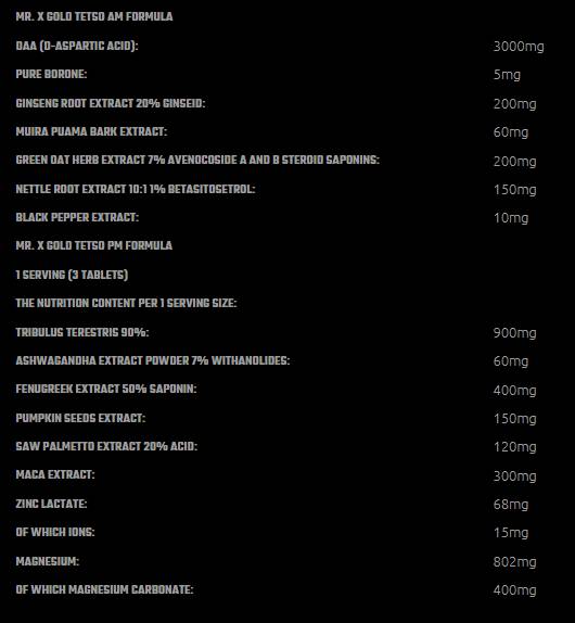 Mr. X Gold Testo AM/PM Formula
