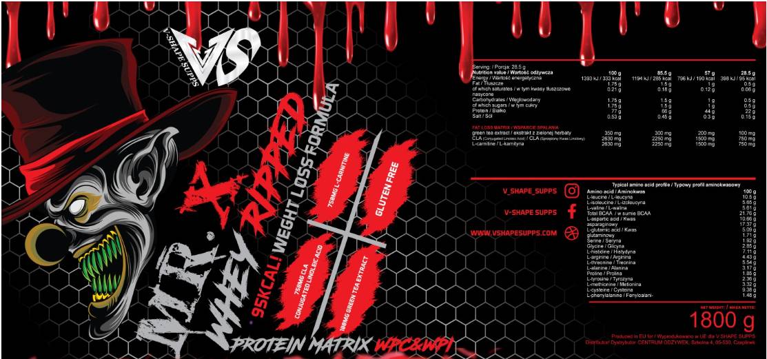 Mr. X Whey Ripped | Φόρμουλα απώλειας βάρους 1800 γραμμάρια