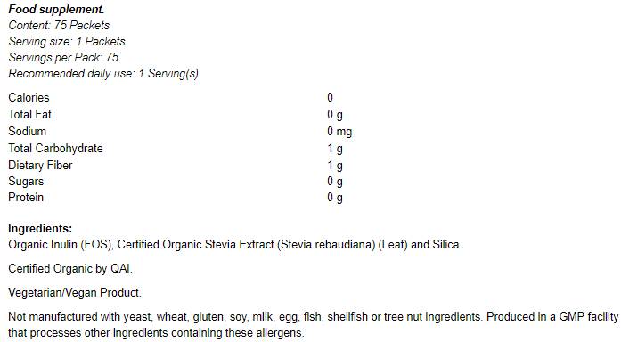Καλύτερα Stevia Organic - 75 πακέτα