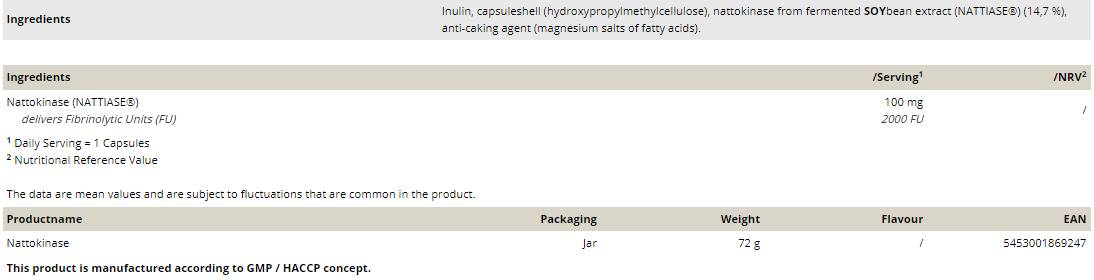 Nattokinase 100 mg/2000 FU - 90 κάψουλες