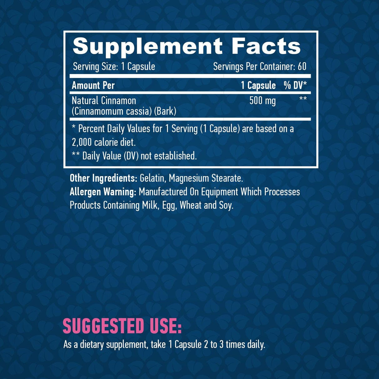 Φυσική κανέλα 500 mg/60 καπάκια
