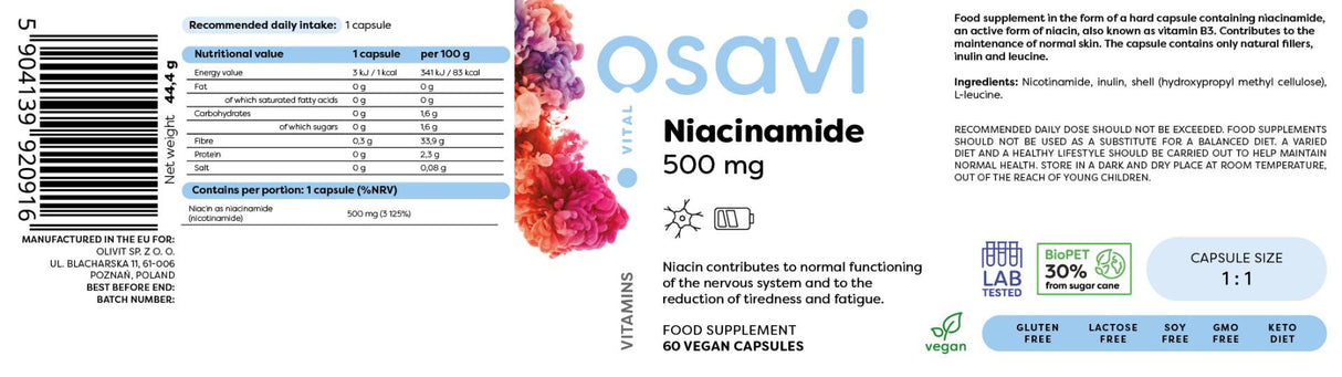 Νιασιναμίδιο 500 mg - 60 κάψουλες