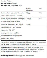 Norwegian Cod Liver Oil 350 mg 250 Gel κάψουλες