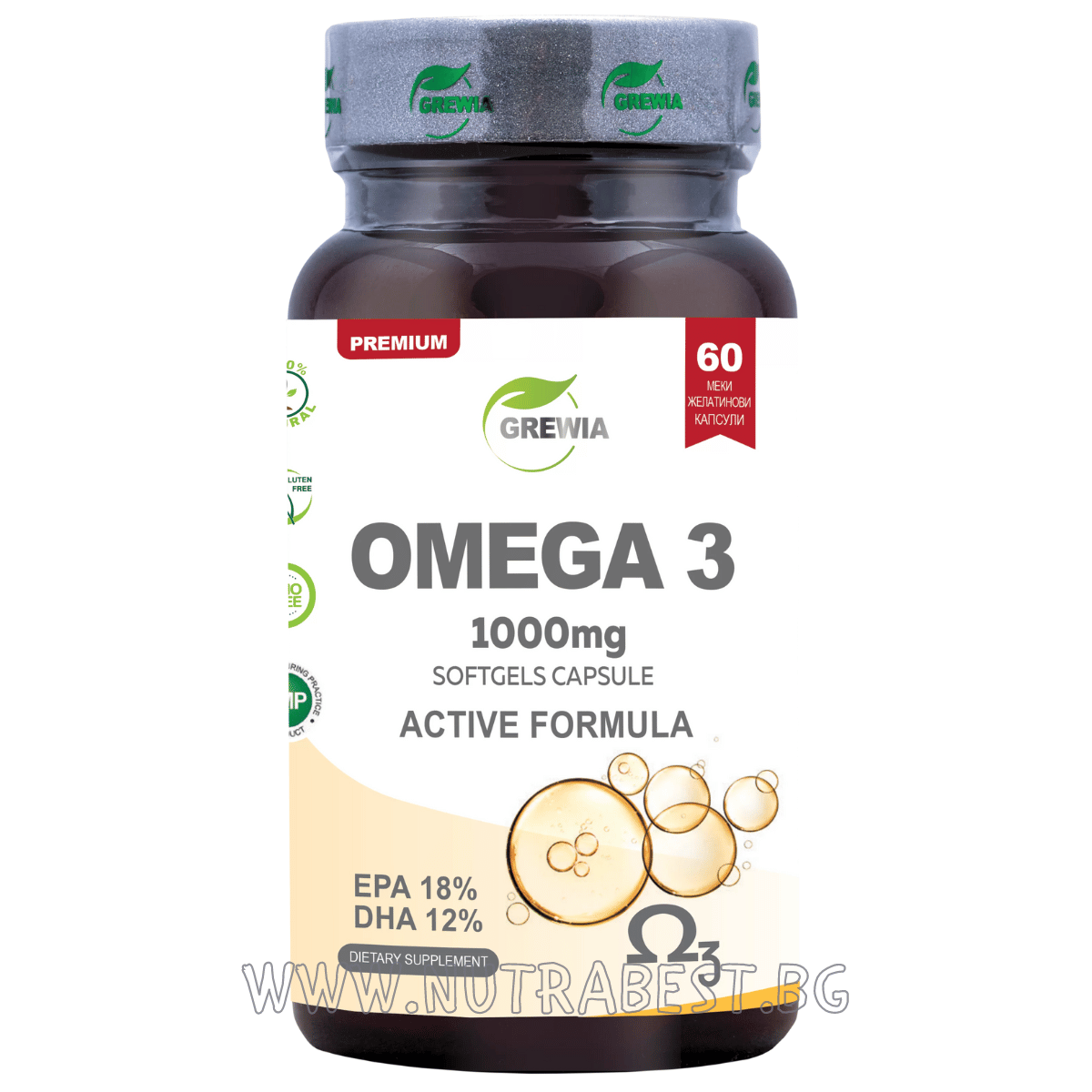Omega 3 1000mg - Active Formula/60 Capsules, 30 δόσεις/Grewia