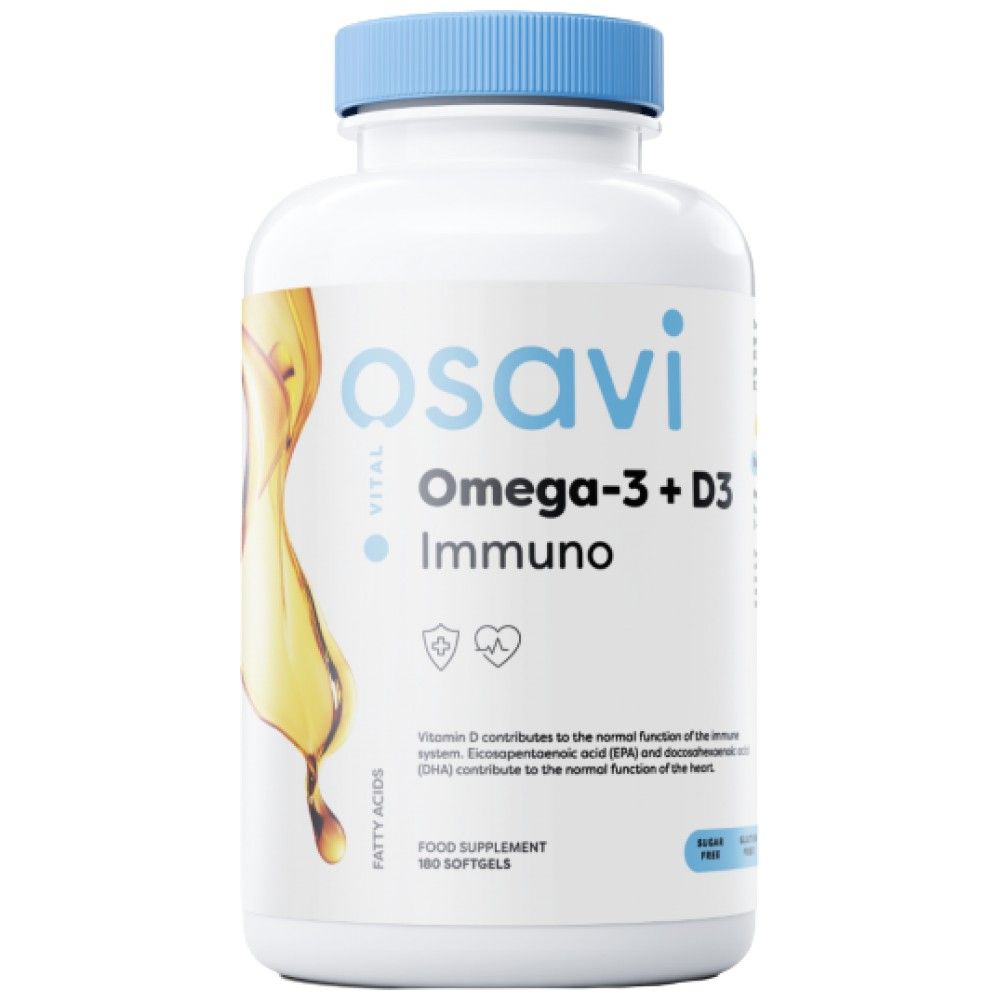 Ωμέγα -3 + D3 Immuno - 180 κάψουλες πηκτής