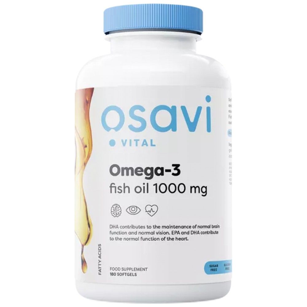 Ωμέγα 3 ιχθυέλαιο 1000 mg | Μοριακά αποσταγμένα - 180 κάψουλες πηκτής